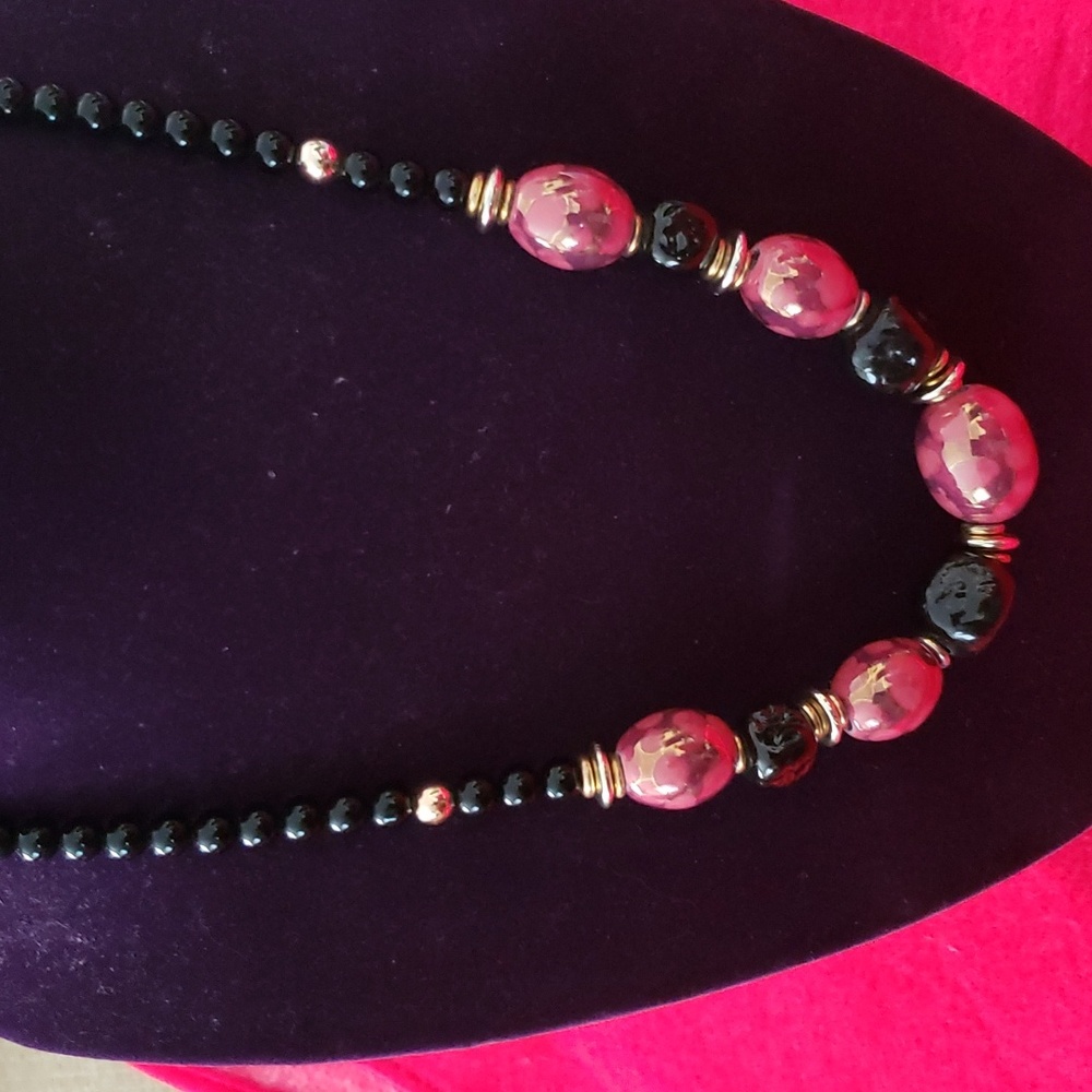 Glass like beads multi color necklace